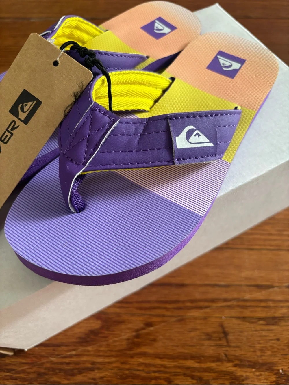 NWT Quiksilver Kids' Foundation Sport Slide Purple size 12 Summer Sandal Beach